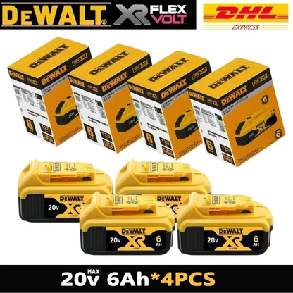 100% Original DeWalt Batteries 20V 6000mAh Li Ion Battery For DCB206 DCB205 DCB204 DCB200 DeWalt Power Tools Air Transport