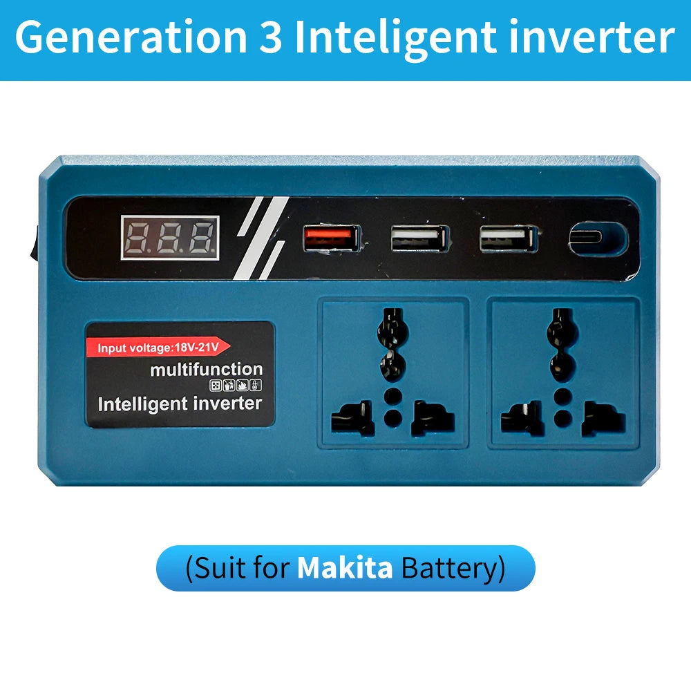 Power Inverter DC 18V To 220V Inverter Adapter Power Supply Inverter For Home Appliance Outdoor Camp For Makita/Dewalt/Milwaukee
