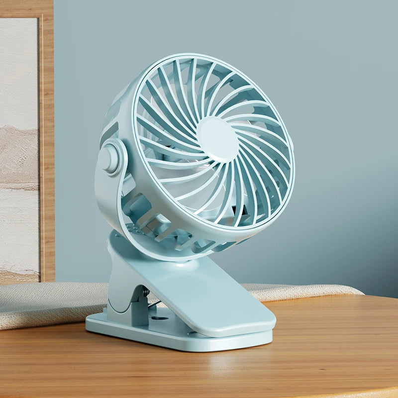 Powerful Rechargeable Clip Fan Portable, 720° Rotatable Fan with Night Light, Air Cooler USB Desk, Long Battery Life Ventilador