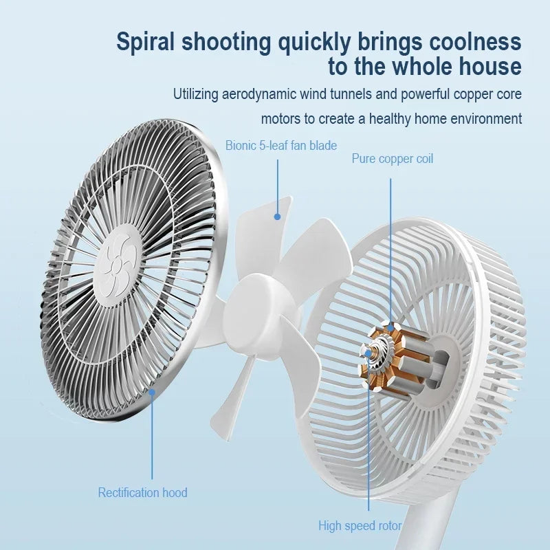 7200mAh Rechargeable Fans Portable Desktop Fan Home Office Dormitory USB Small Electric Fan Air circulators High Wind Table Fan