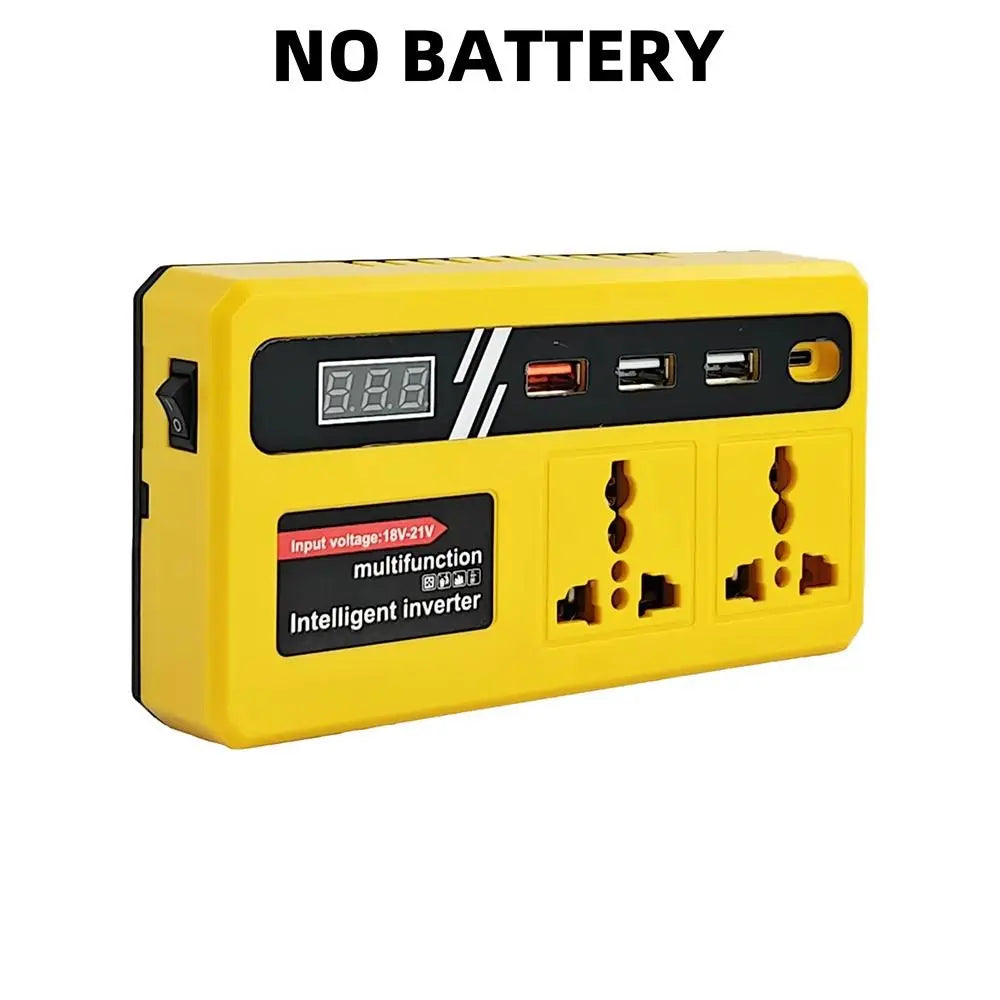 1Pcs 18v 20v To 220v Battery Inverter with 4 USB LED Multifunctional Smart Transformer Household Dual Plug