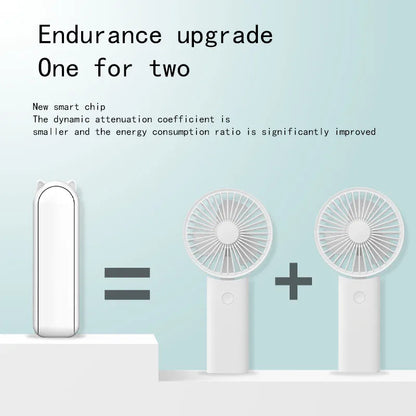 2000mAh Mini Portable Fan USB Rechargeable Cooler Collapsible Handheld Desktop Fan Quiet Foldable Office Home Handy Power Bank
