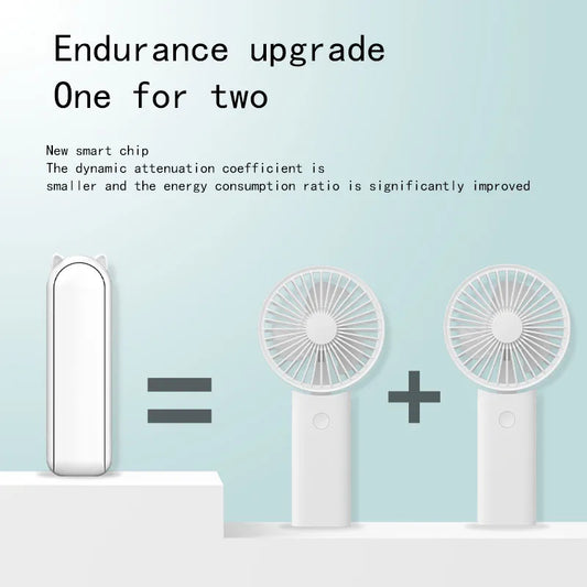 2000mAh Mini Portable Fan USB Rechargeable Cooler Collapsible Handheld Desktop Fan Quiet Foldable Office Home Handy Power Bank