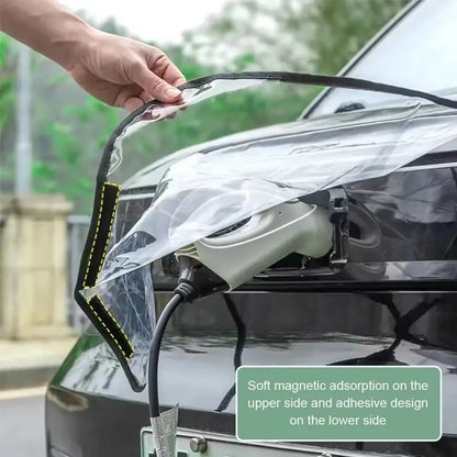 Car Charging Port Rain Cover, EV Charger Plug Cover Magnet Transparent Cover For Electric Vehicle Waterproof Outdoor Charging