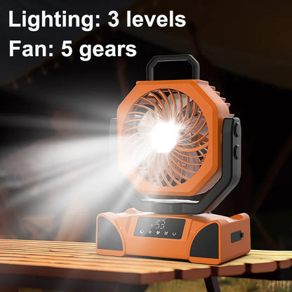 5 Speed USB Rechargeable Fan Desktop Portable Circulator Wireless Ceiling Electric Fan With Power Bank LED Lighting New F14