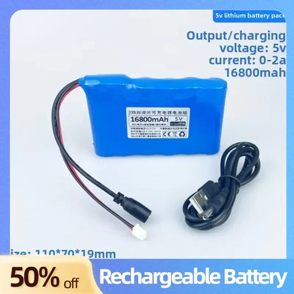 5V 16800mAh Lithium Battery Pack Rechargeable Single Chip Microcomputer for USB Fan 4G Wireless Network Wi-Fi Bluetooth
