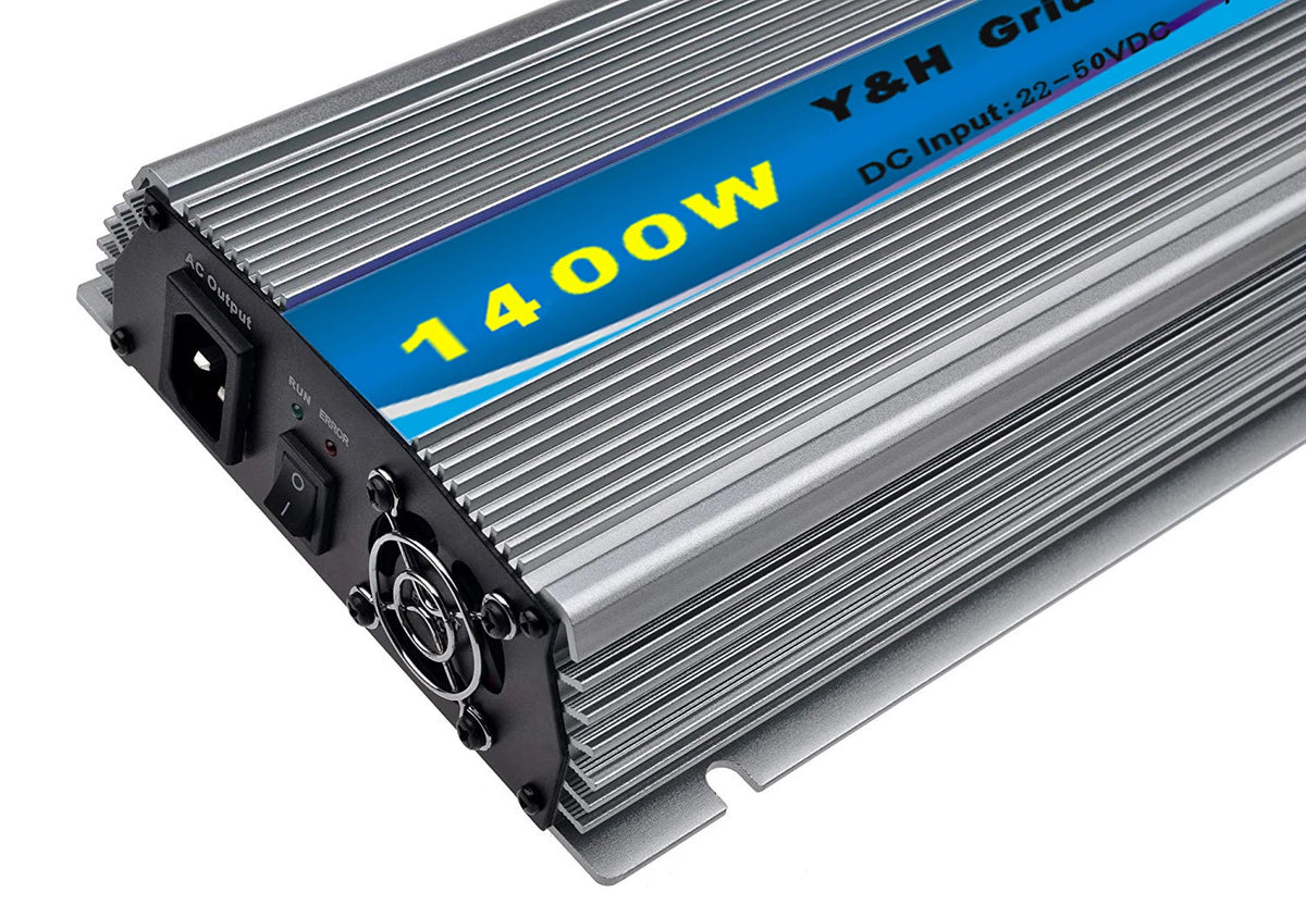 Y&H 1000W 1300W 1400W MPPT Grid Tie Solar Inverter 24V/36V DC to 220V AC Pure Sine Wave Converter for Solar Panels/Battery
