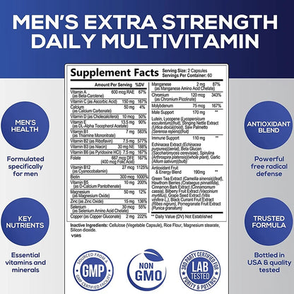 Men's Multivitamin Supplement - Provides Energy and Endurance Supports Heart, Brain Health and Vitality