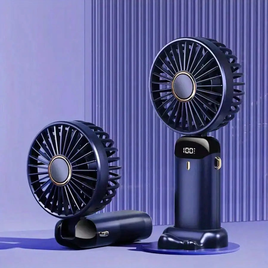 Portable rechargeable small fan, powerful fan that can also serve as a mobile phone stand, long battery life