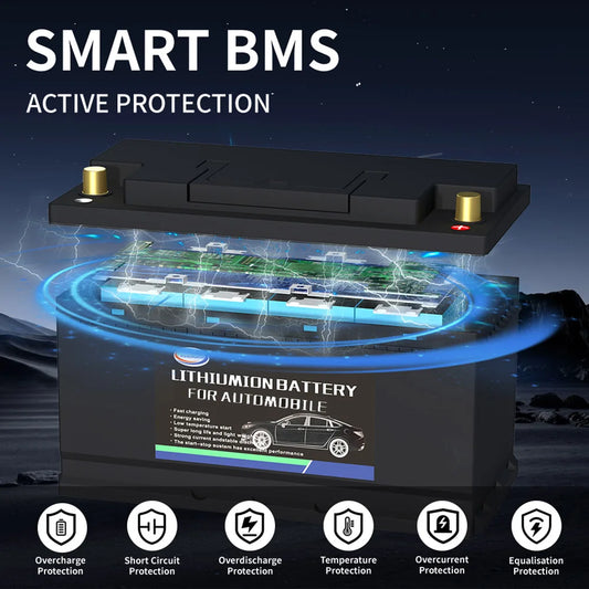Car Battery 12V LiFePO4 Lithium Iron Phosphate Deep Cycle Built-in BMS 20Ah 40Ah 80Ah 100Ah High-Performance Automotive Battery