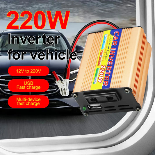 Car Inverters USB Voltage Transformer DC 12V To AC 220V Car Mounted Inverter 220W Power Inverter