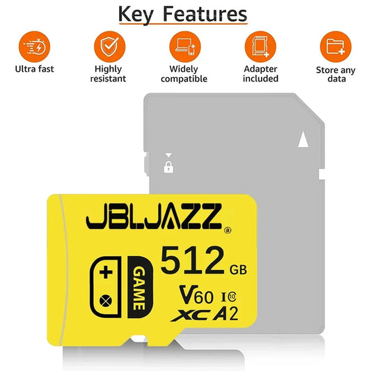512GB Memory Card Original Micro SD Card SD Flash Cards High Speed Memory Sd Cards UHS-1 Class 10 Storage Card for PC/Smartphone