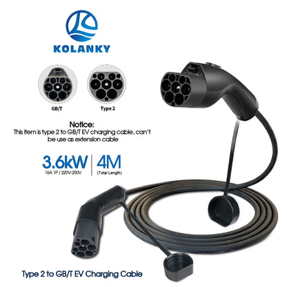 EV Charging Cable Type2 to GB/T EV Cable 3.6/7.2/11KW 1P/3P for GBT EV Car Charging On Type 2 Public Socket EVSE Charger Station