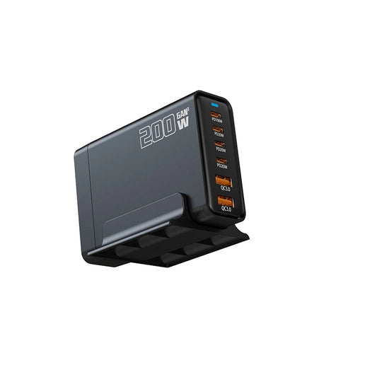 200W Gallium Nitride Multi Port Charging Station - Electronic Devices for Mobile Phones/Tablets Can Be Charged Simultaneously