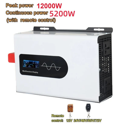 10000W 8000W Pure Sine Wave Inverter 10KW DC 12V 24V 48V To AC 110V 120V 220V Portable Charger Solar Off Grid Power Inverters