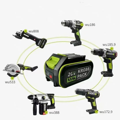 For WORX 20V 6.0Ah/8.0Ah 5pin WA3016 WA3023 WA3027 Li-ion Battery For dewalt tools for WORX Cordless Power Tool Model Battery