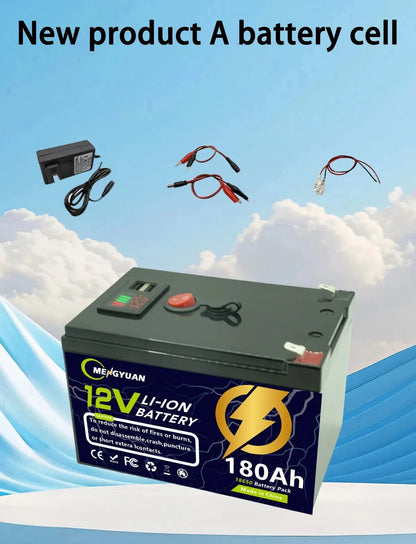 12V 200Ah Lithium LiFePO4 Deep Cycle Battery 4000+ Cycles Rechargeable Battery for Solar/Wind Power Small UPS Lighting More