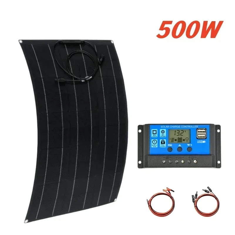 Super Power Solar Panel 500w1000w1500w2000w Suitable For RV Boat Car Household  Camping 18V 36V Battery Charger Solar Panel Kits