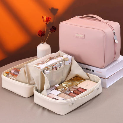 PU Flame Makeup Bag, Beauty Makeup Storage Bag, Double Zipper Makeup Brush Bag, Business Travel Toiletries Sorting Bag