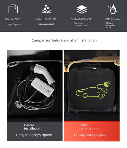 New Electric Vehicle Car Charging Cable Storage Carry Bag EV Charger Plugs Sockets Waterproof Fire Retardant Equipment Container