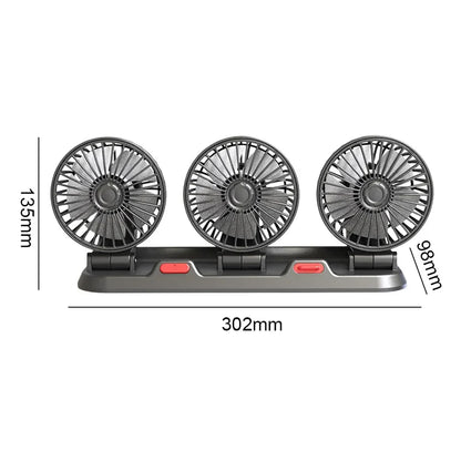 USB Charge Dual Head Fan Car Seat Back Cooling Fan Summer 360 Degree Rotation Auto Headrest Ventilation Fan Neck Cooler