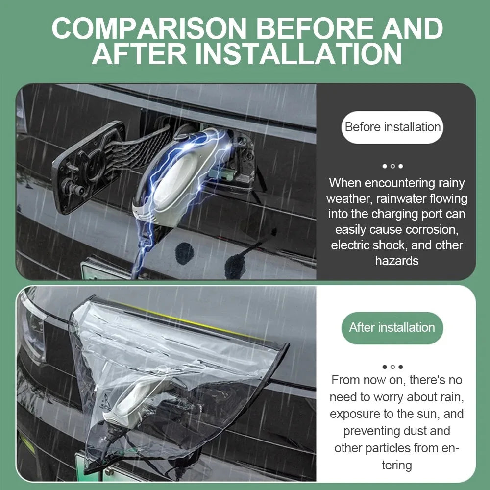 Universal EV Charging Rain Cover Waterproof Anti‑Dust Charger Connector Protector for Electric Vehicle Outdoor Charging