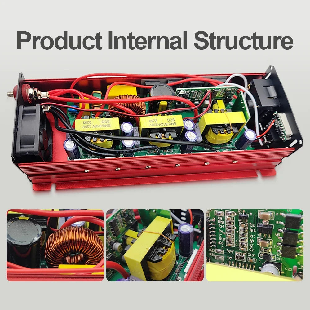 Pure Sine Wave Inverter 1000W 1600W 2200W 3000W Transformer Power  Converter Solar Inverters DC 12V To AC 110V 220V 50Hz