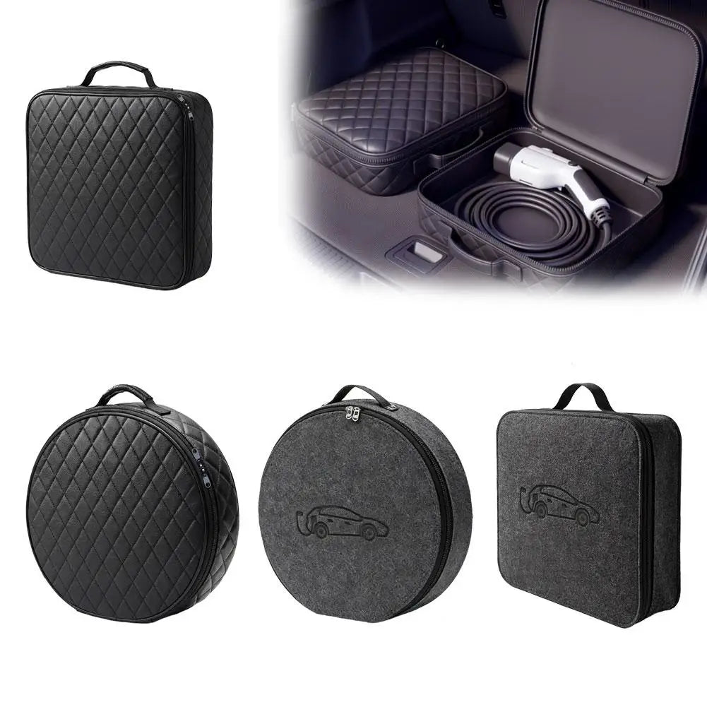 New Energy Vehicle Charging Gun Storage Bag Portable EV Charger Cable Bag Waterproof Auto EV Charging Jumper Storage Bag