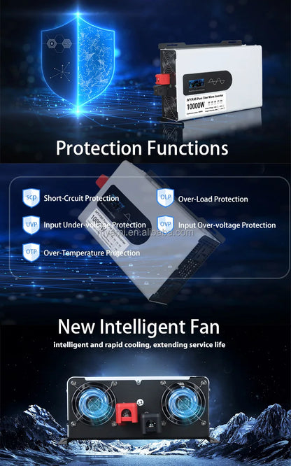 MYAMi Offgrid DC to Ac Converter 12V 24V 48V 60V 72V Pure Sine Wave 4KW 5KW 6KW 10000W Off Grid Solar System Car Power Inverters