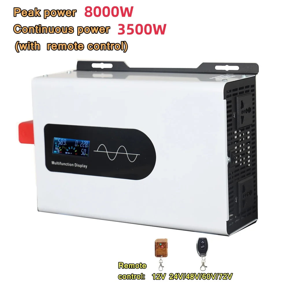 10000W 8000W Pure Sine Wave Inverter 10KW DC 12V 24V 48V To AC 110V 120V 220V Portable Charger Solar Off Grid Power Inverters