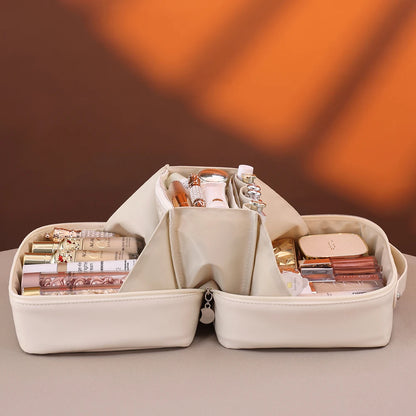PU Flame Makeup Bag, Beauty Makeup Storage Bag, Double Zipper Makeup Brush Bag, Business Travel Toiletries Sorting Bag