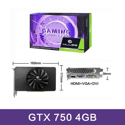 MLLSE GTX 750Ti 4GB Graphics Card GDDR5 128Bit DVI VGA PCI-E 3.0 Geforce GPU Gtx 750 8gb Gaming Video Card Placa De Video