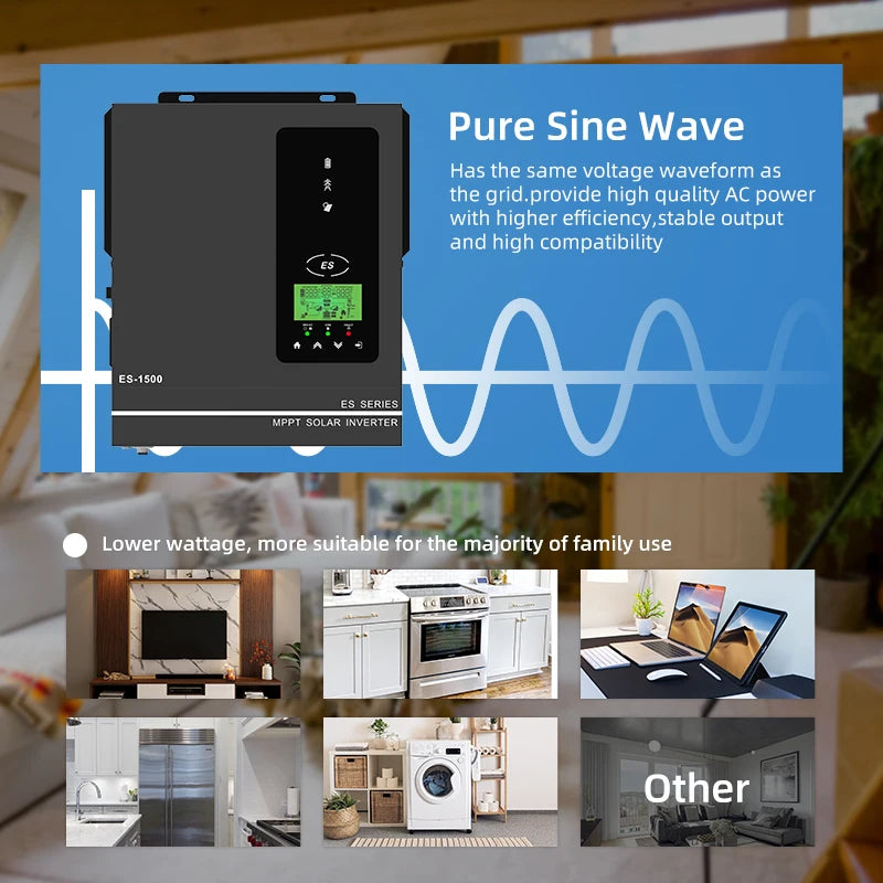 Anern 3000W 1600W 1500W 1000W Hybrid Inverter 24V 12V Buil in 80A MPPT Off Grid Solar Inverters MAX PV 400Vdc 150Vdc