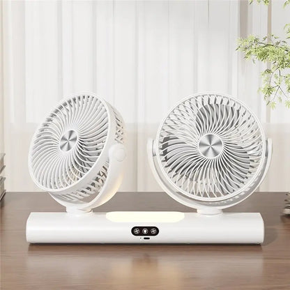 AC39-FS-39 Rechargeable Double Head Fan For Home, Dorm& Outdoor, Portable Fan,Versatile Design