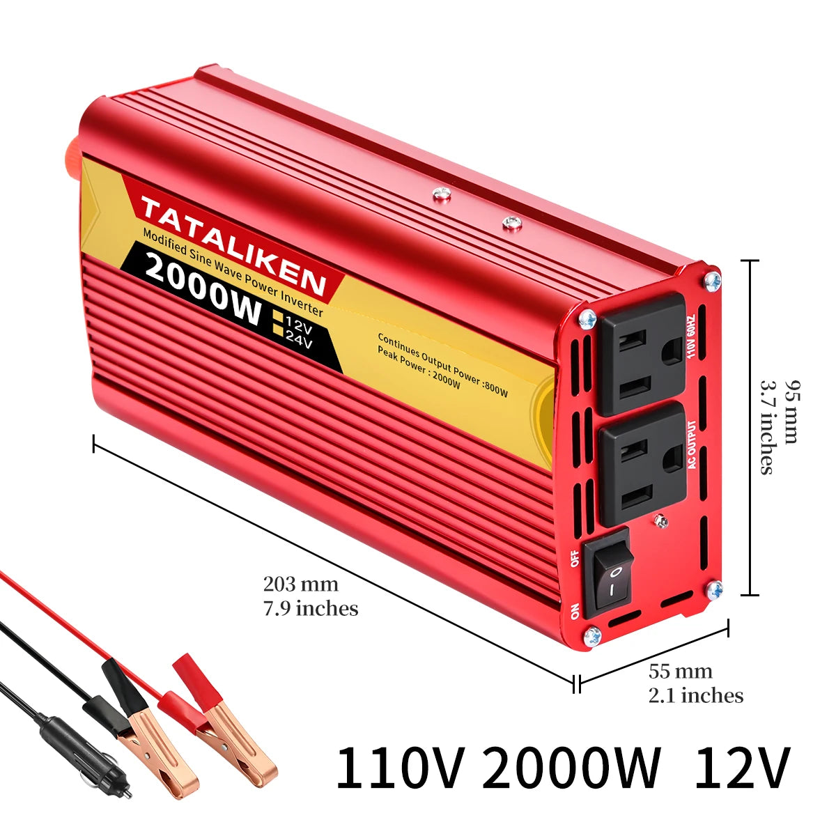 Inverters 12V,  24V 60HZ 600W 1500W 2000W 2500W, portable vehicle-mounted household frequency converter, universal socket