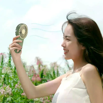 Rechargeable Mini Handheld Fan Strong Airflow Built In Hook Perfect For Office Home Outdoor Travel Use