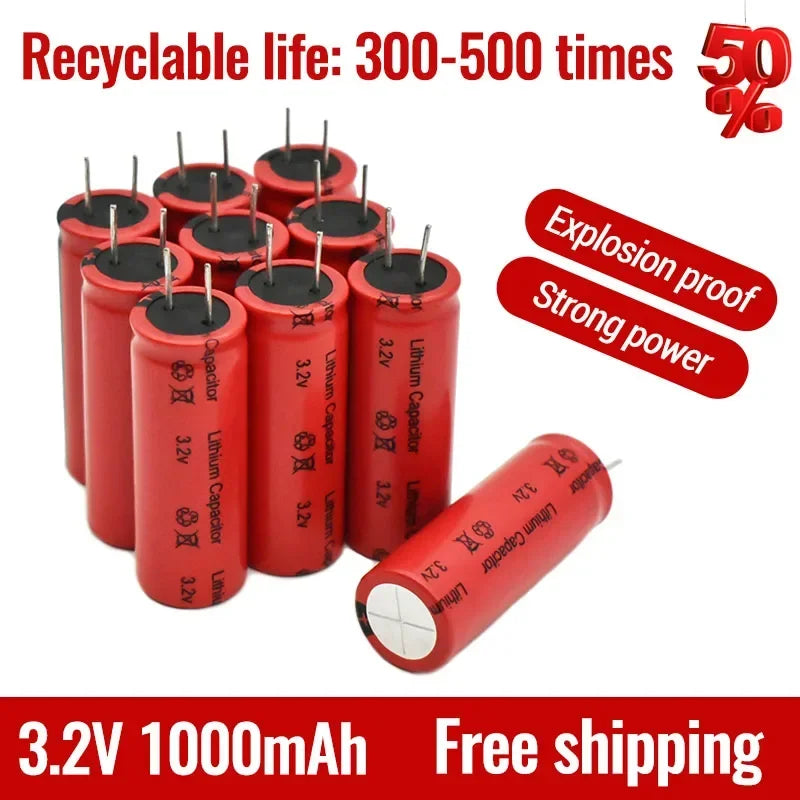 1000mAh Lithium Batteries 18500 3.2V New Nominal Capacity Standard Tension Lithium Battery for Electronics