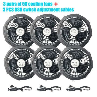 5/12V Cooling Fan Fo Air Conditioner Vest Air Conditioning Clothing Wearable 5V Cool Fan for High Temperature Work Fishing Vest