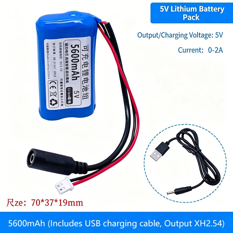 5V Rechargeable Lithium Battery Pack, 3000-11200mAh with 0-2A Output for Microcontroller & IoT Projects