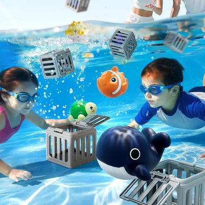 kids Pool Diving Toys With Animals Floating Easy Release Pool Sinking Toys Swimming Accessories For Boys Girls Summer Vacation