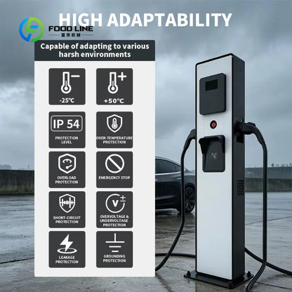 Customized Commercial DC EV Charger Station, 20/30kW Two Cable EVSE Fast Charging Pile for Hotel Private Parking Service
