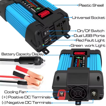 Car Inverter DC12V To AC 110V/220V 6000W Portable Power Bank Multifunctional Universal Socket Onboard Converter Solar Inverter