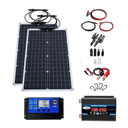 2000W All-in-One Solar Kit | 4000-6000W Inverter & Flexible Panel | 110V/220V Output for Home, Camping, Off-Grid Power