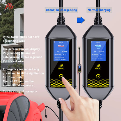 Portable EV Charger 3.5KW AC EV Charging Station Type2 J1772 GBT Portable EV Charging Pile with 2.8 Inch LCD Screen APP Control