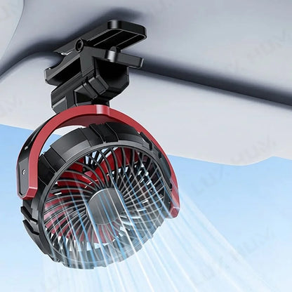 Rechargeable Car Clip Fan 2000mAh USB Portable Cooling Fan 360-Degree Rotation Fan for Seat/Office/Travel 3-Speed Strong Wind