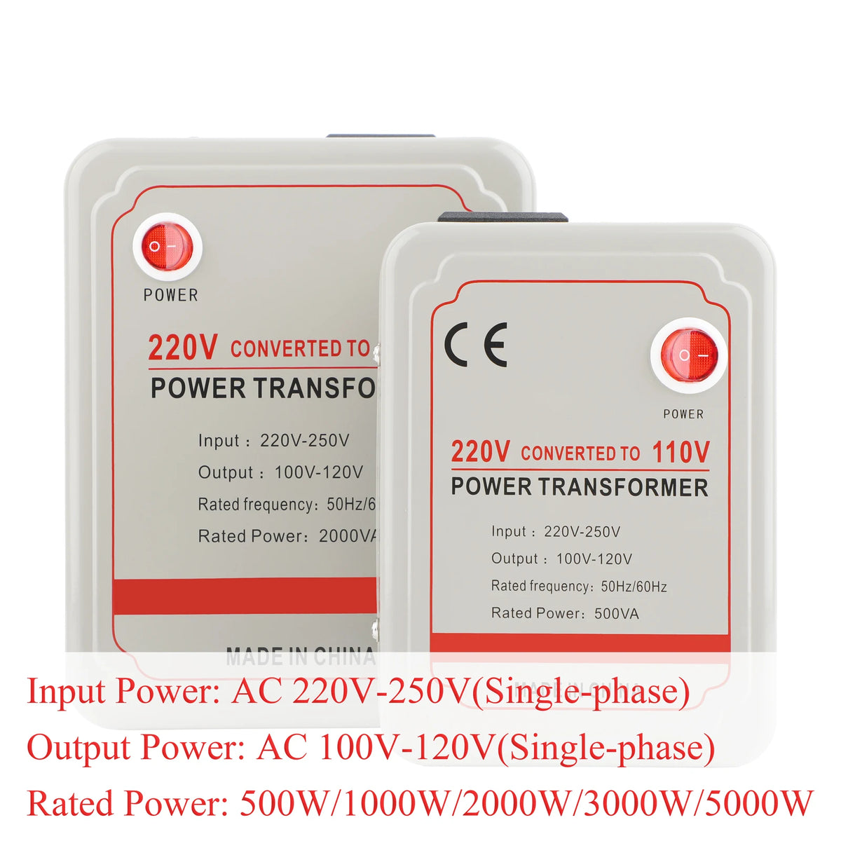 500W Step Down Voltage Converter 220V to 110V with Overload Protection AC Transformer for US 100-120V Home Appliances