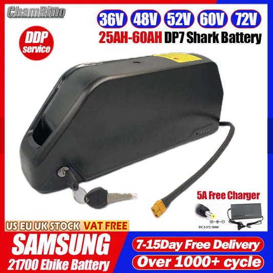 Electric bike Batterie 36v 48v 52v 25ah 30 40ah 50ah 60ah Lithium Battery ebike Hailong 60v 72v 1000w 2000w 3000w Conversion Kit
