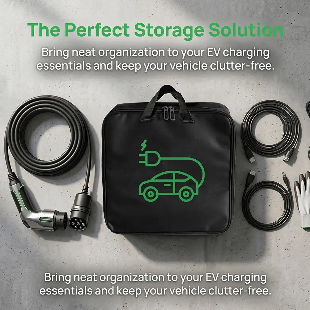 EV Cable Organizer Bag Electric Car Charger Box  Waterproof Car Battery Cable Handled Bag EV Car Charging Gun Storage Organizer