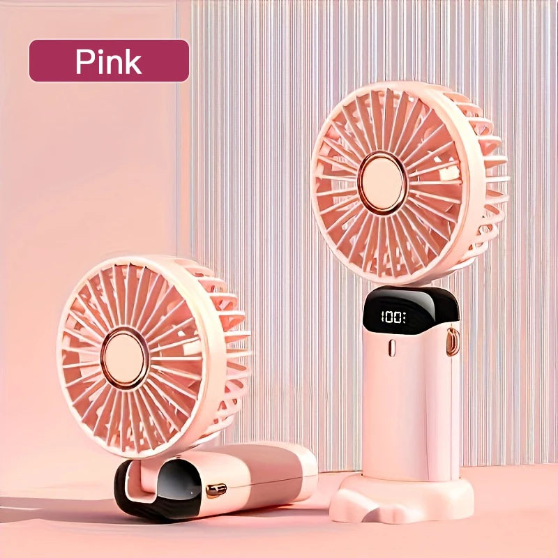 1200mAh Portable Mini Fan With LED USB Battery Fans Rechargeable Cool Cooler Small Foldable Handheld Desk Bedroom Indoor Home