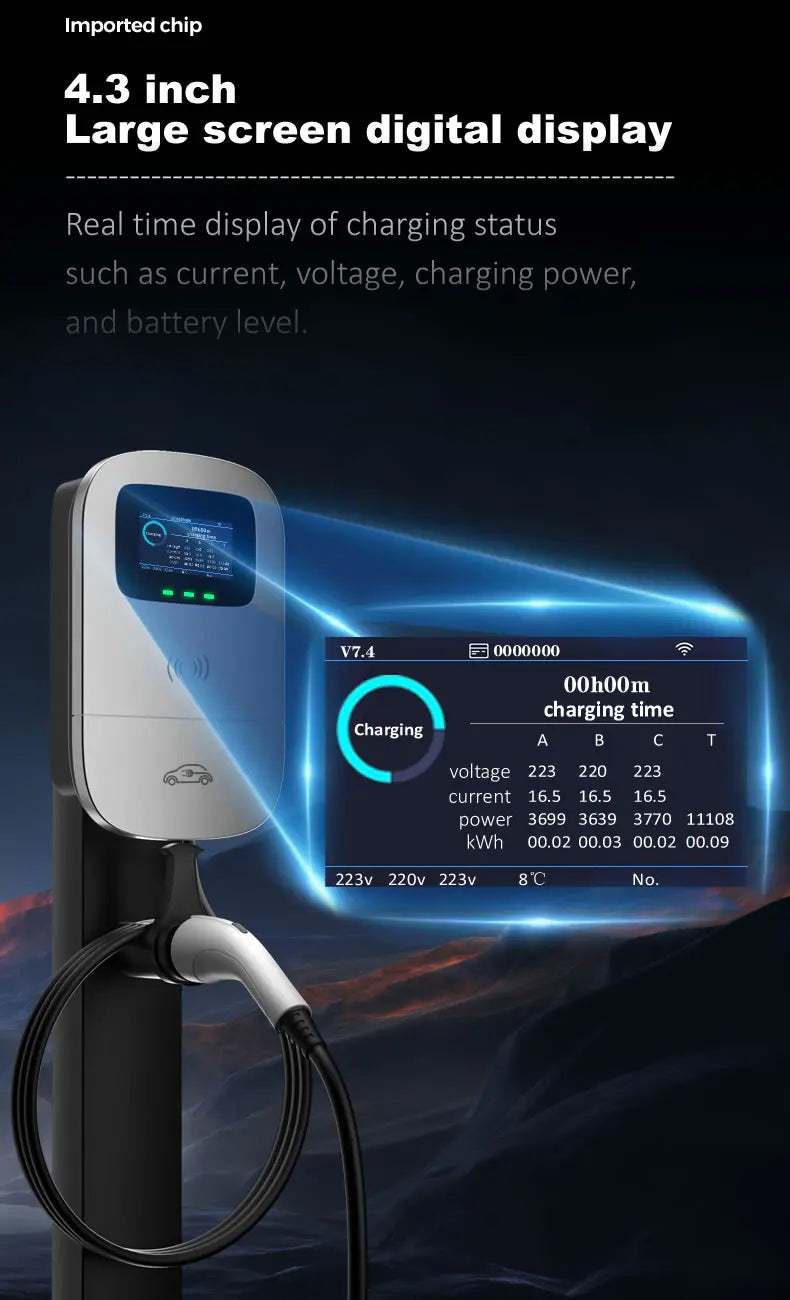 JIGU 11KW Electric Vehicle Charger GBT Car Charging Station Wallbox 380V EV Charger 16A GB/T Charging Cable 10 meters